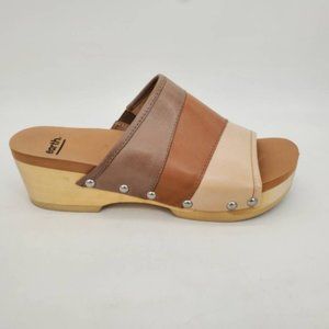 Earth Womens Pine Tiga Slides Sandals Brown Platform Heels Studded Slip On 9.5